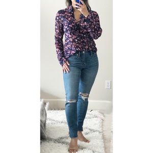 Express Floral Portofino Shirt XS